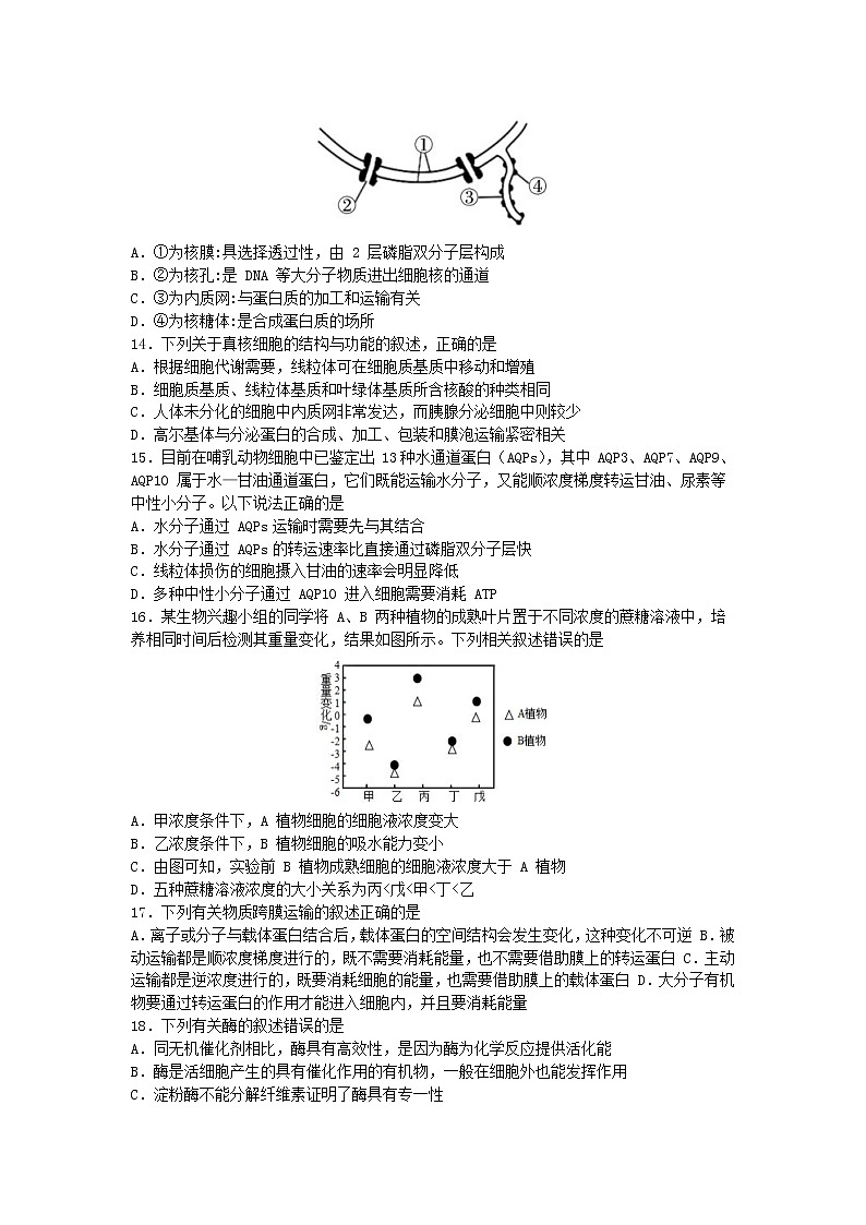 2023长春东北师大附中高一上学期末生物试题含答案03