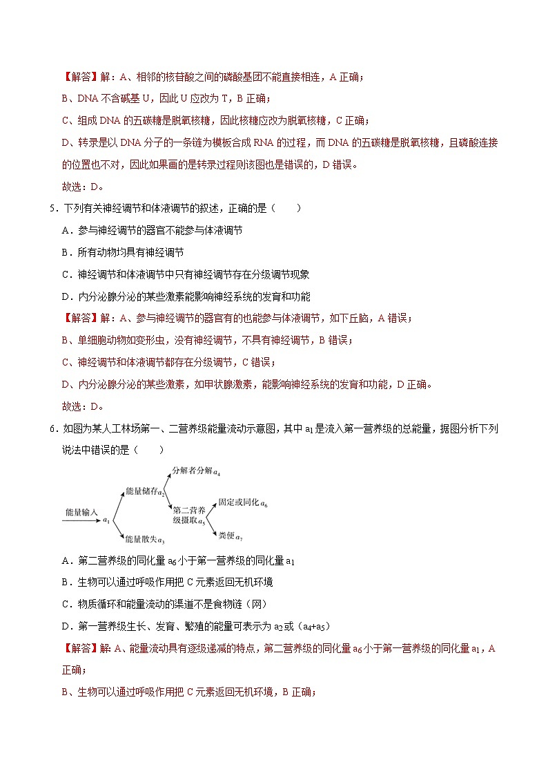 高中生物黄金卷02-【赢在高考•黄金20卷】备战2021高考生物全真模拟卷（新课标）（有答案）03