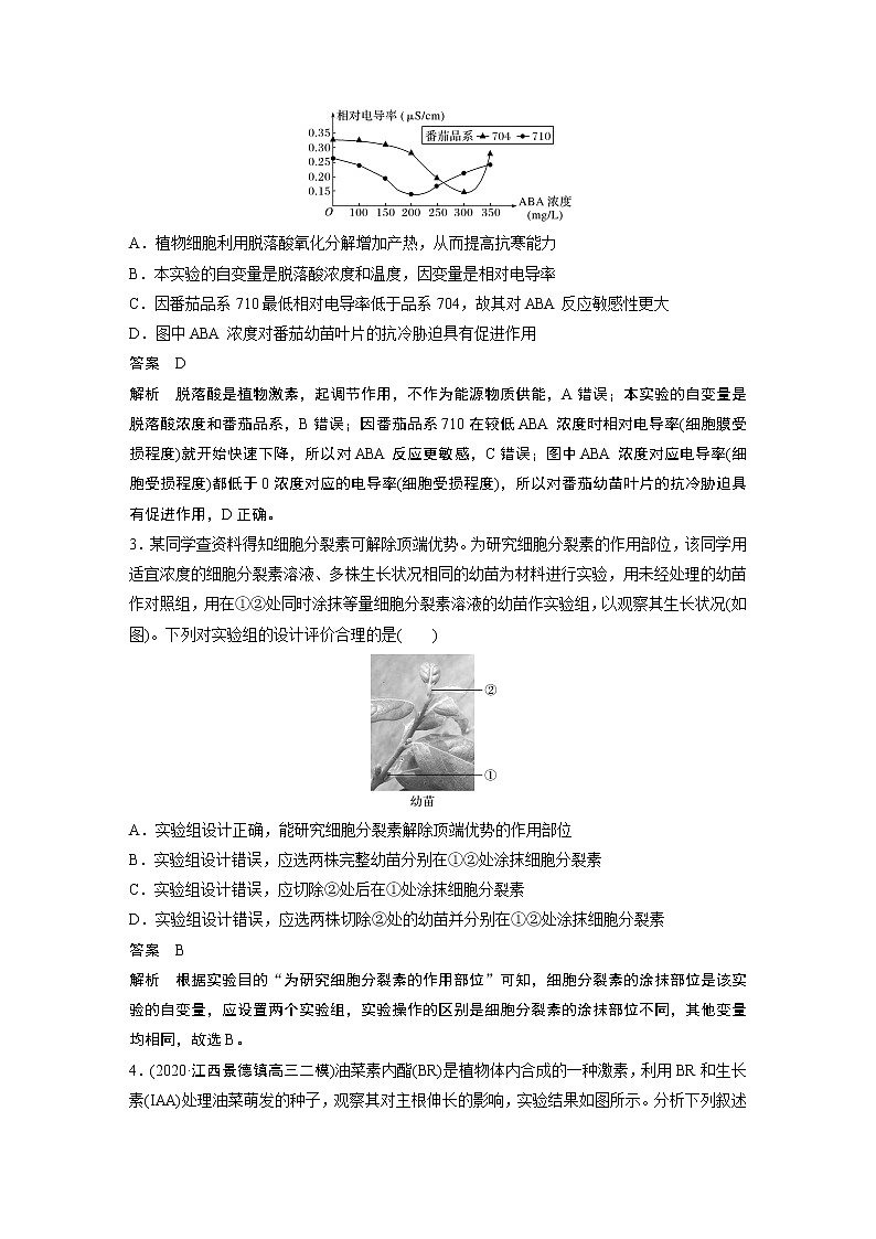 高中生物2022年高考生物一轮复习 第8单元 强化练18　植物激素相关的实验设计第2页