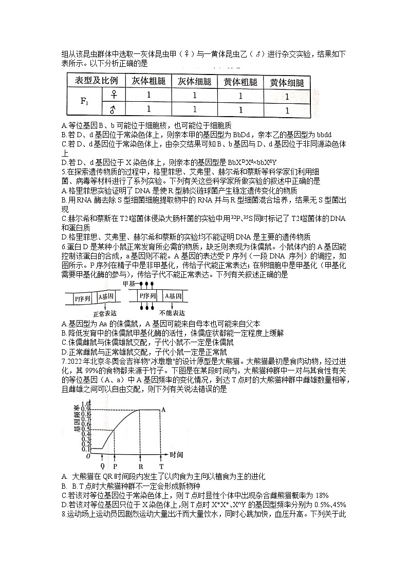 湖南省长沙市雅礼中学2022-2023学年高三下学期月考卷（六）生物试题02