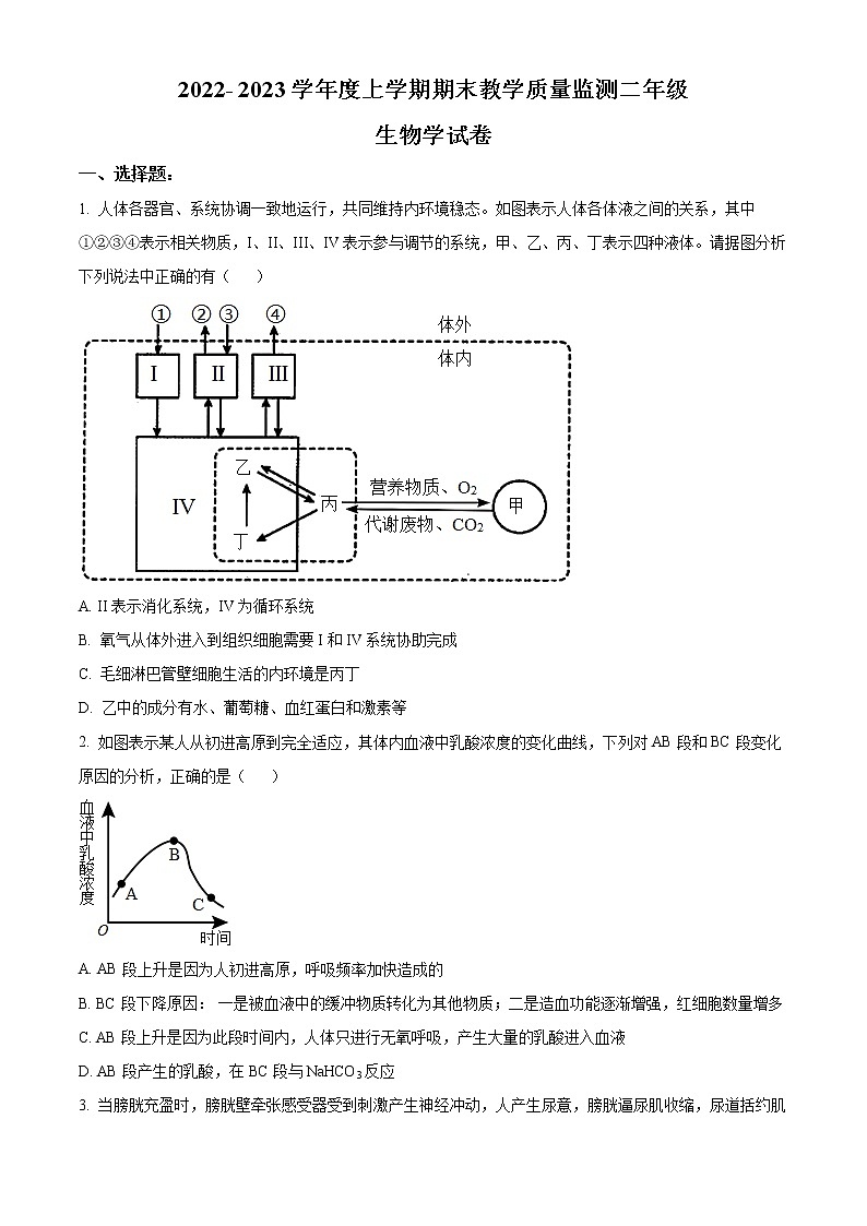 2023营口高二上学期期末生物试题含答案01