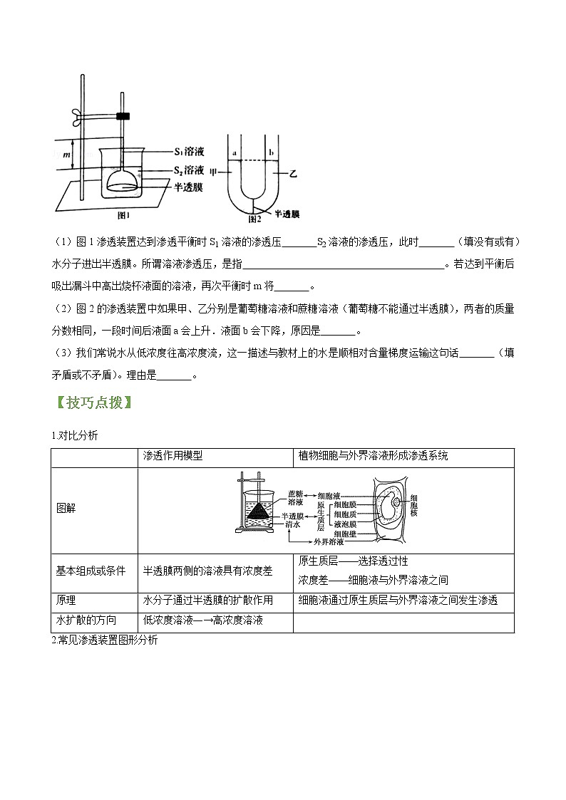 专题07 物质跨膜运输实例-高三毕业班生物常考点归纳与变式演练（原卷版）第2页