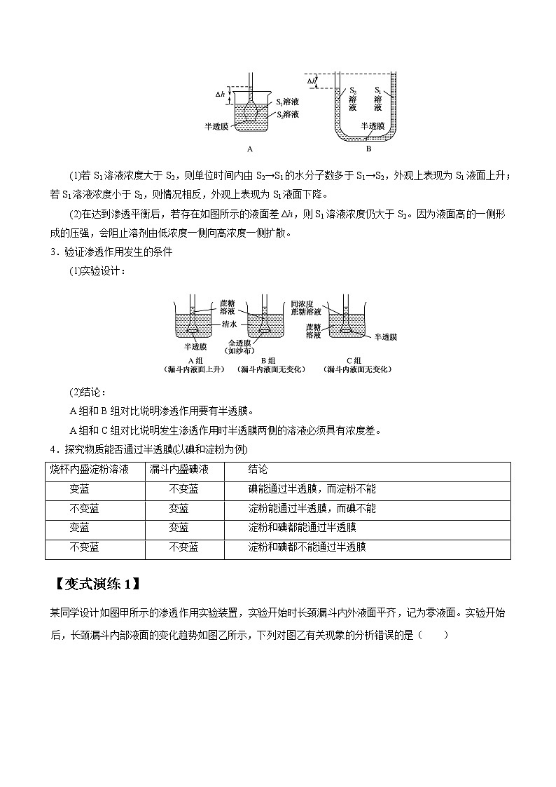专题07 物质跨膜运输实例-高三毕业班生物常考点归纳与变式演练（原卷版）第3页