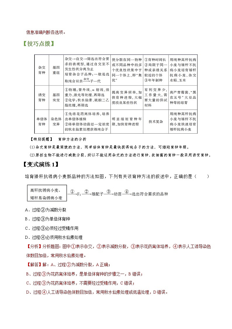 专题23 从杂交育种到基因工程-高三毕业班生物常考点归纳与变式演练（解析版）第3页