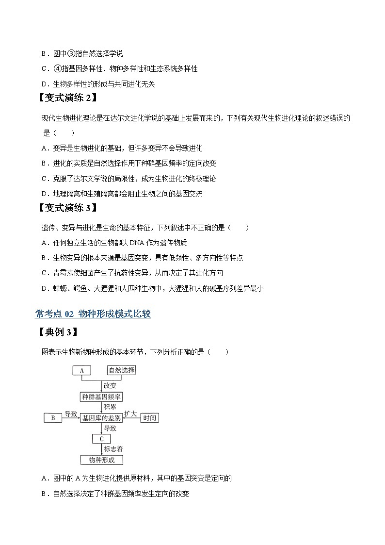 专题24 现代生物进化理论-高三毕业班生物常考点归纳与变式演练（原卷版）第3页