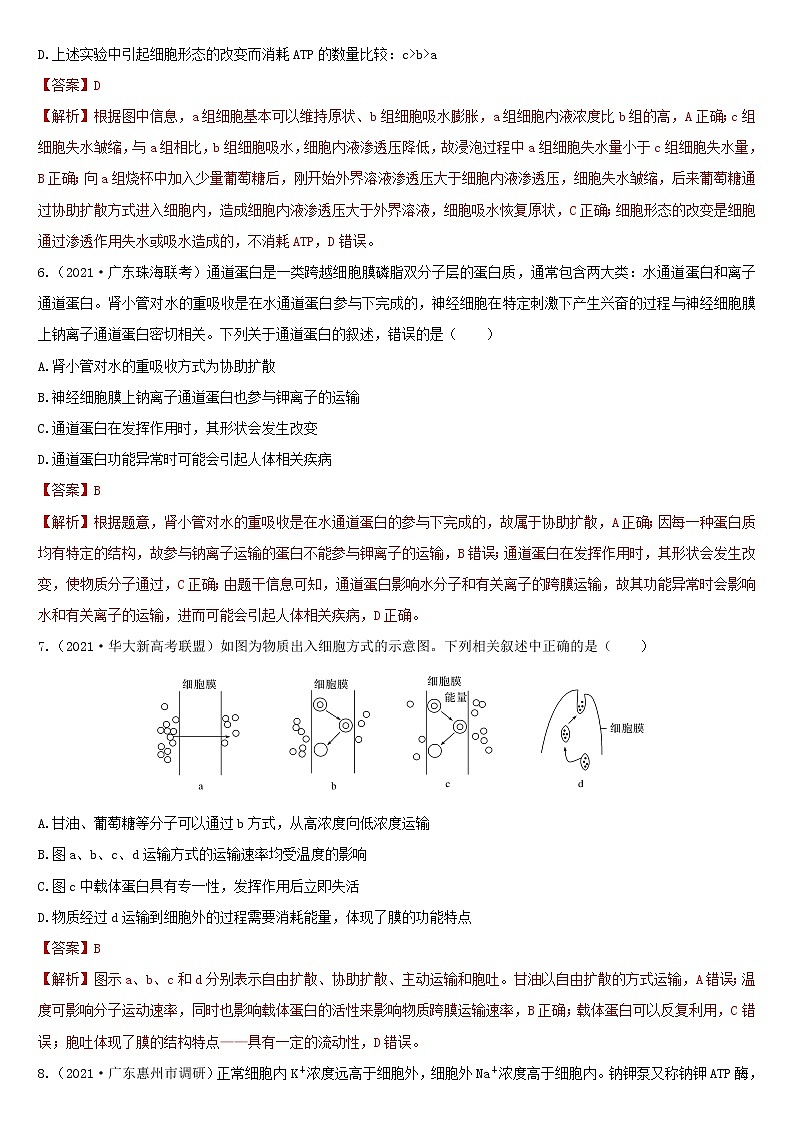 必刷02 细胞内的物质运输(共30题)-【百题大过关】2023年高考生物总复习高频考点+常考题型必刷题（解析版）第3页