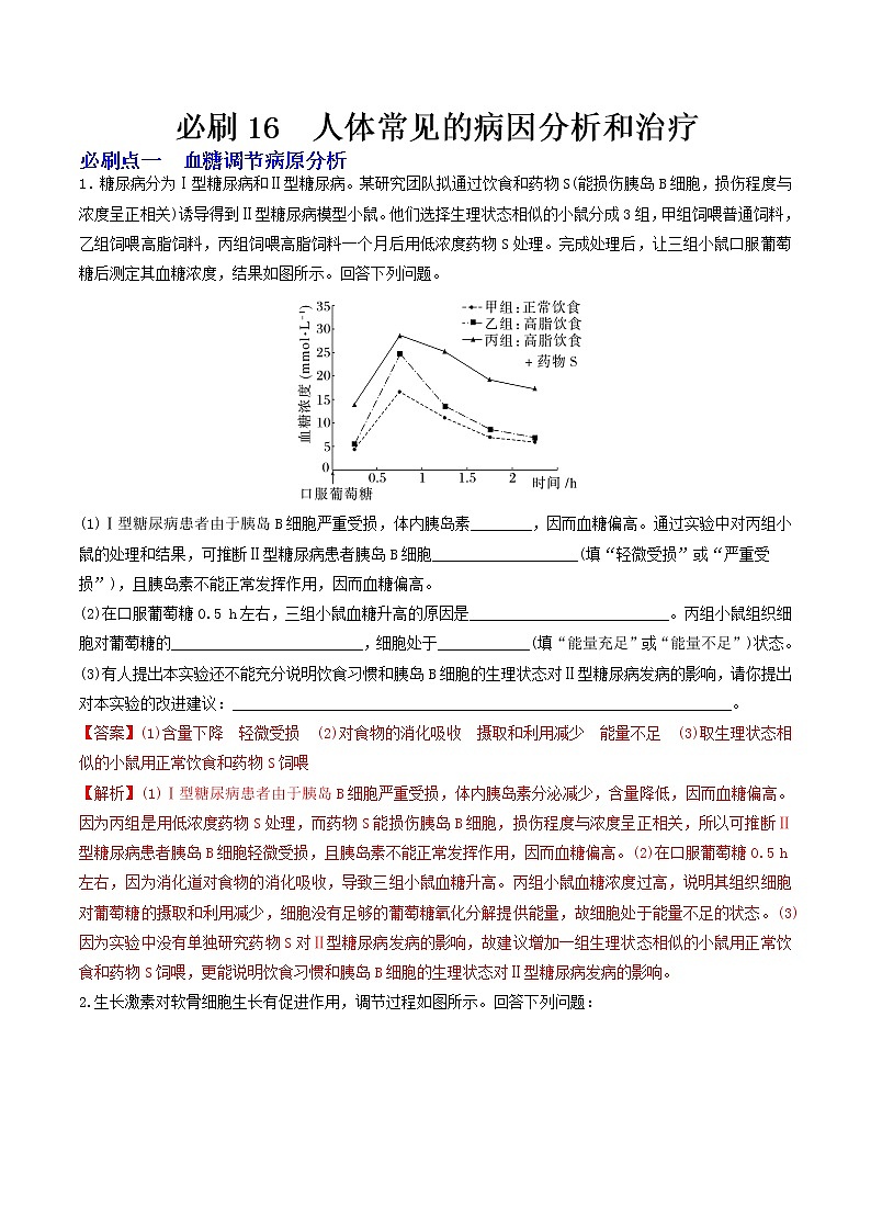 必刷16 人体常见的病因分析和治疗（共11题）-【百题大过关】2023年高考生物总复习高频考点+常考题型必刷题（解析版）第1页