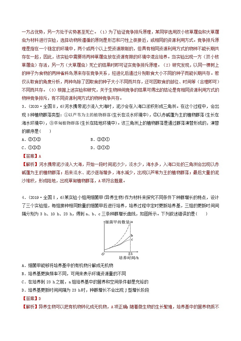 必刷19 种群和群落(共36题)-【百题大过关】2023年高考生物总复习高频考点+常考题型必刷题（解析版）第2页