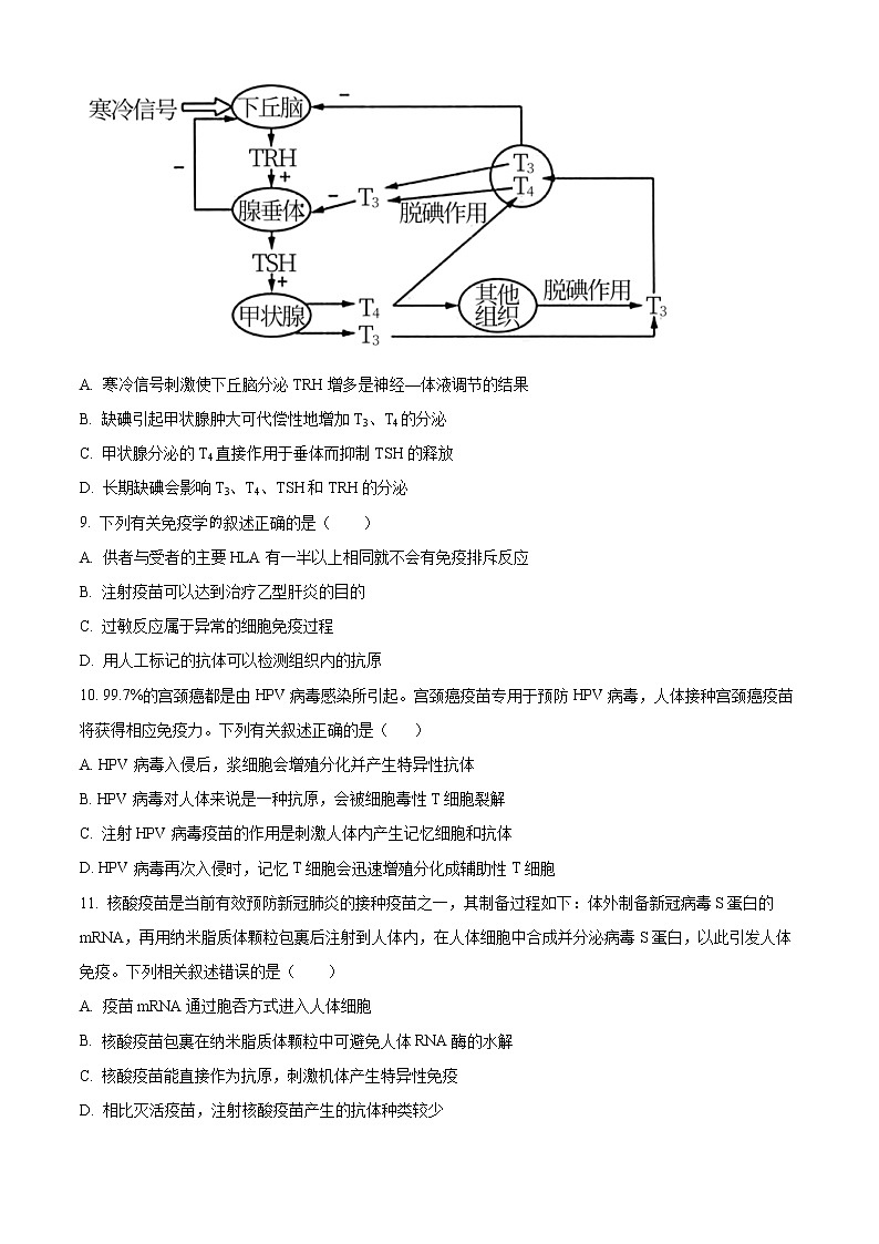 2023天津武清区杨村第一中写高二下学期开学检测生物试题含解析03