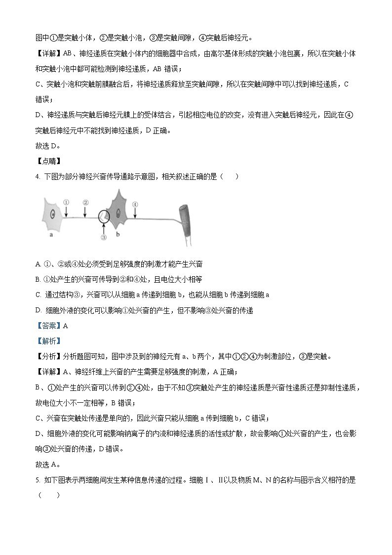 2023天津武清区杨村第一中写高二下学期开学检测生物试题含解析03