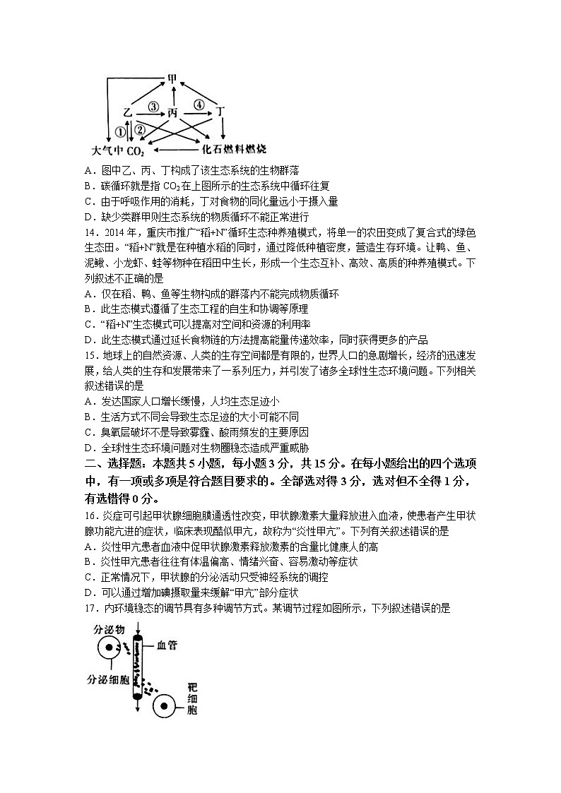 辽宁省农村重点高中协作体2022-2023学年高二上学期期末生物试题第3页