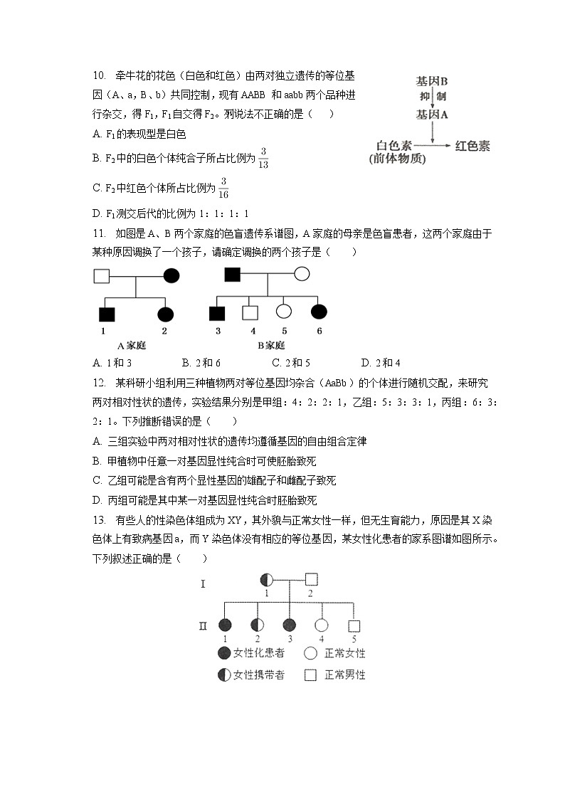 2021-2022学年河北省石家庄市六县高一（下）第一次月考生物试卷（含答案解析）第3页
