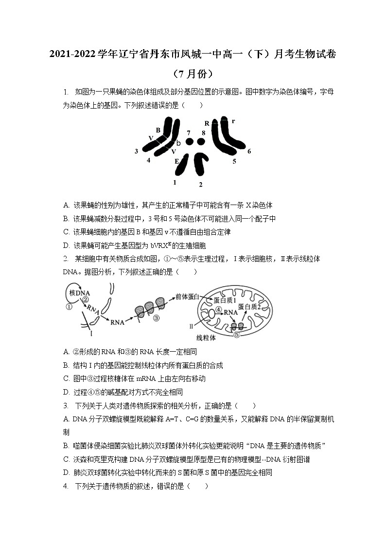 2021-2022学年辽宁省丹东市凤城一中高一（下）月考生物试卷（7月份）（含答案解析）第1页