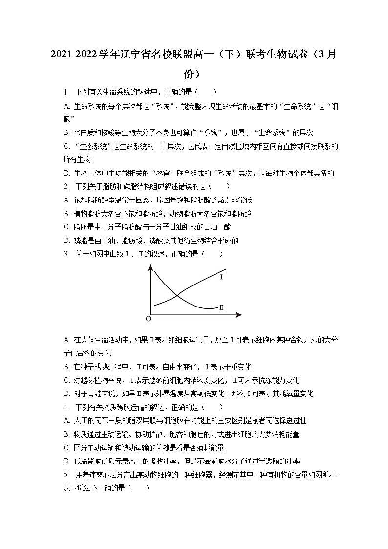 2021-2022学年辽宁省名校联盟高一（下）联考生物试卷（3月份）（含答案解析）第1页
