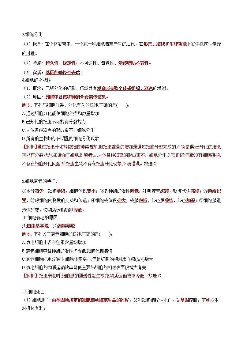 2023年高考生物必备知识大串讲专题06 细胞的生命历程（教师版）第3页