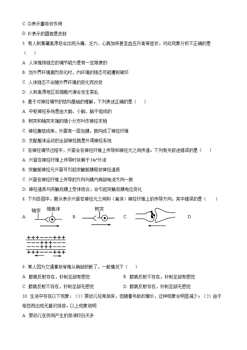 重庆市荣昌区永荣中学2021-2022学年高二上学期期末考试生物试题无答案第2页