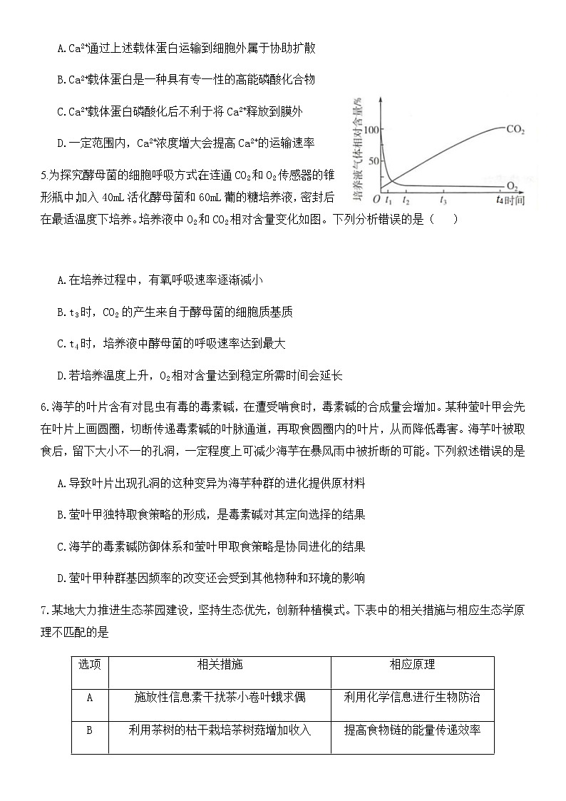 莆田市2023届高中毕业班第二次教学质量检测(生物试卷+答案)02