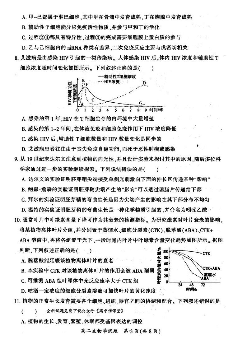 2022-2023学年山西省大同市高二年级上学期期末教学质量监测生物试题 PDF第3页