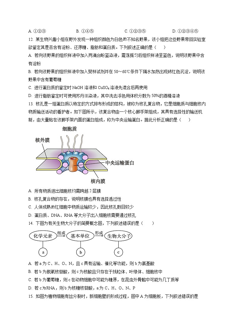 2023天津西青区杨柳青一中高一上学期期末生物考试试题含解析03