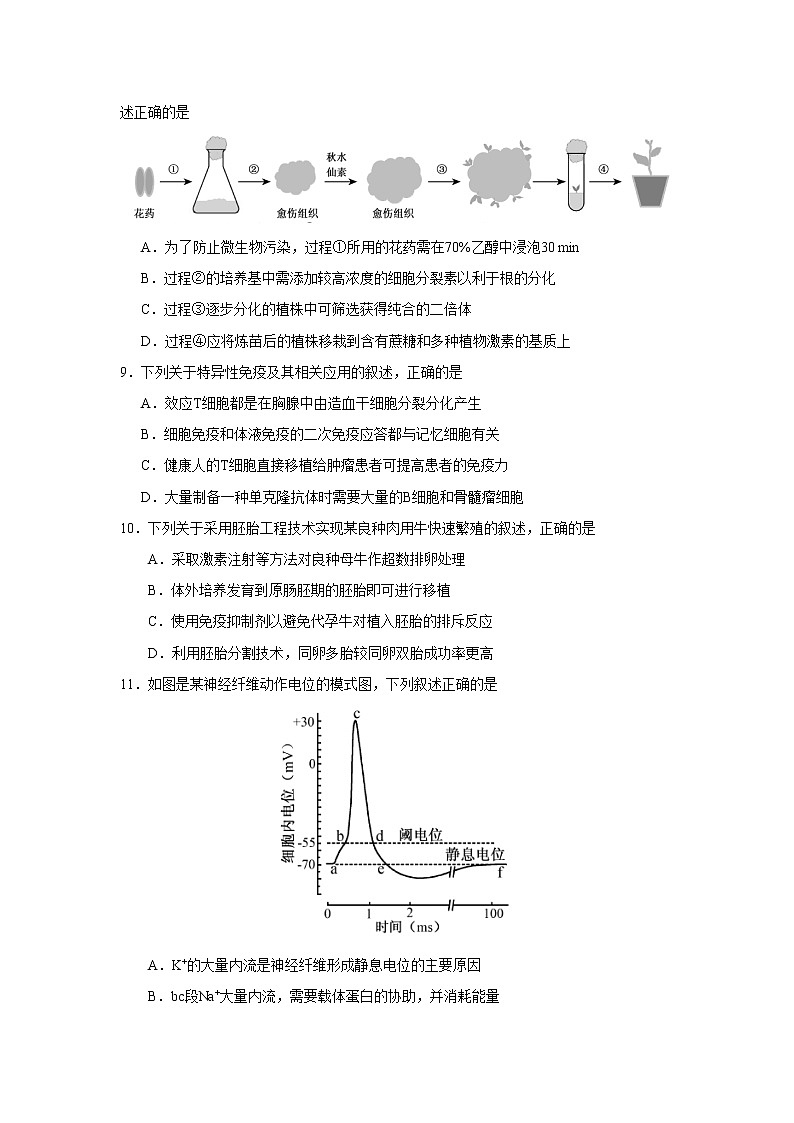 2018年江苏高考生物试卷及答案03