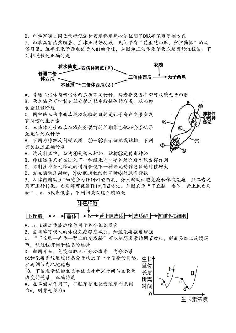 2022-2023学年江苏省扬州市高邮市高三上学期1月期末考试生物PDF版含答案第2页