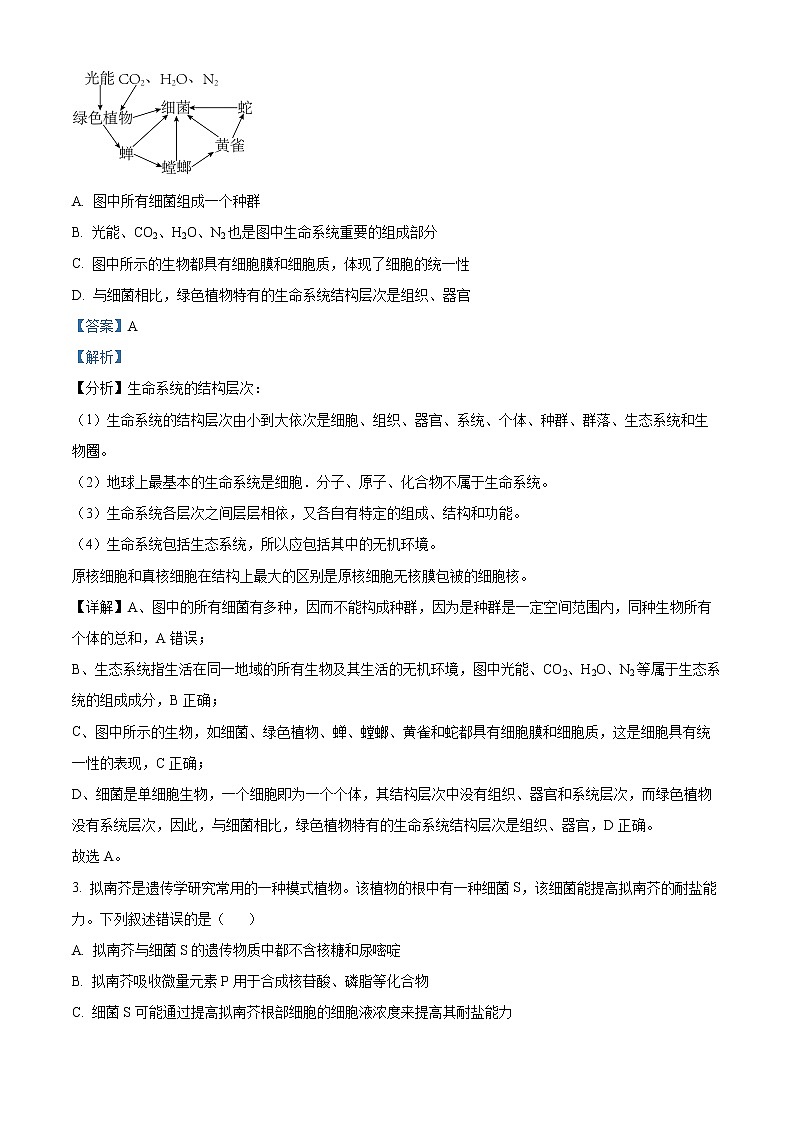 内蒙古鄂尔多斯市一中2022～2023学年高一上学期期末生物试题含解析第2页