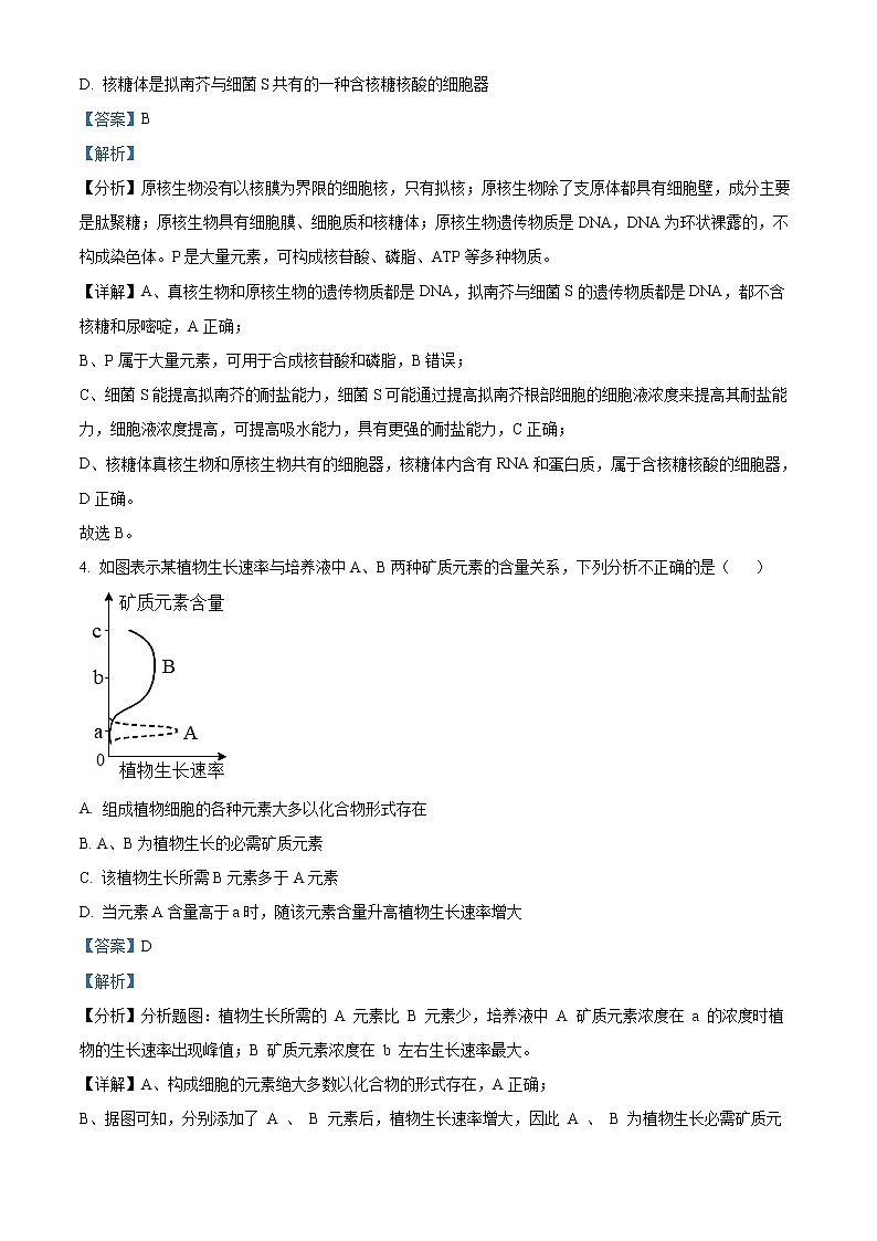 内蒙古鄂尔多斯市一中2022～2023学年高一上学期期末生物试题含解析第3页