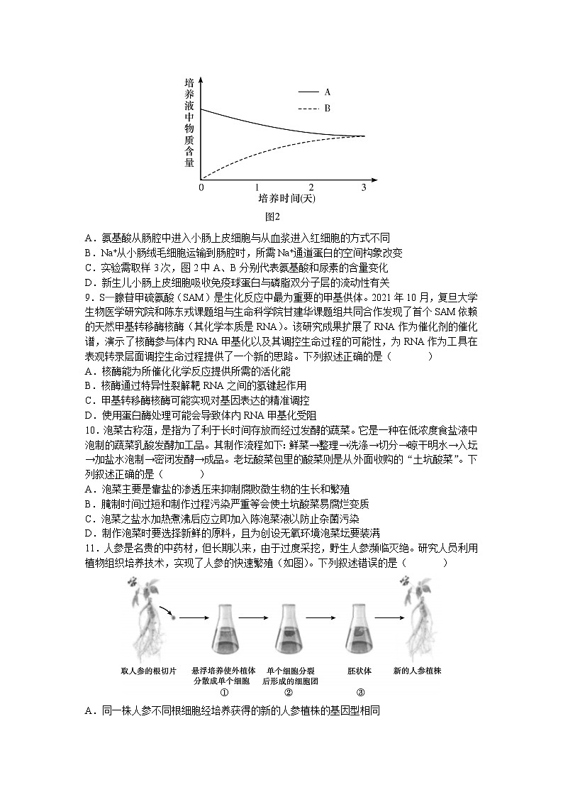 2022长沙长郡中学高二下学期期中考试生物含解析03