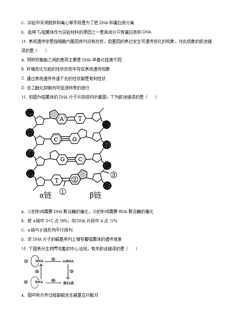 浙江省宁波市北仑中学2021-2022学年高一下学期期中生物（选考）试题无答案第3页