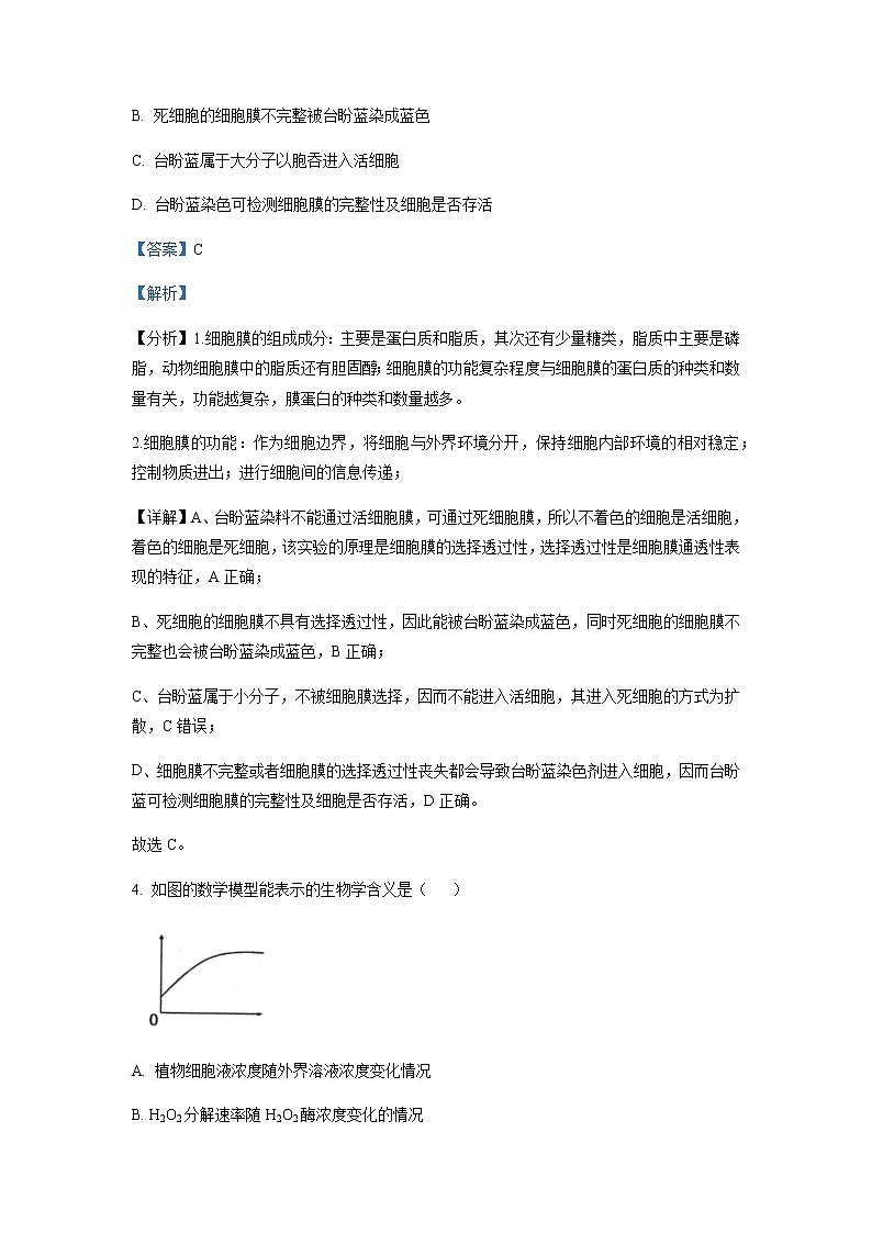 2021-2022学年河北省唐山市高三上学期期末生物试题含解析03