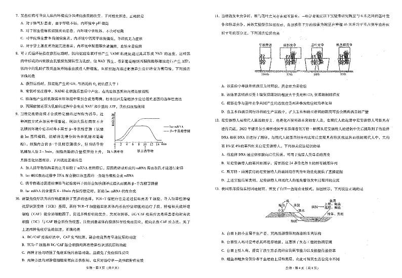 重庆市第一中学2022-2023学年高三下学期3月月考试题 生物 PDF版含解析第2页