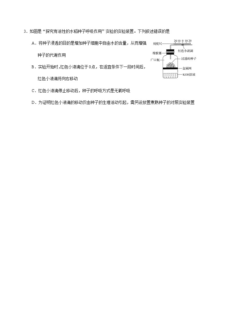 2022-2023学年河北省衡水中学高三上学期四调考试(月考)生物含答案第2页