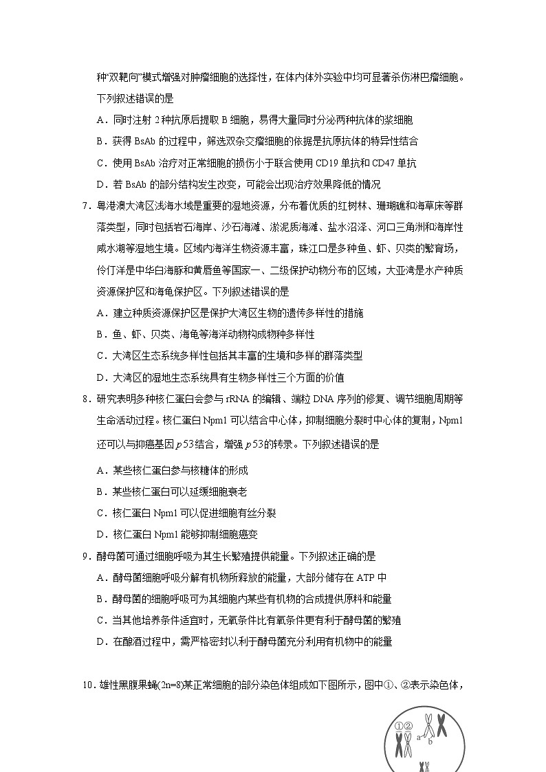 广东省广州市2023届高三下学期3月综合测试（一）（一模）生物 Word版含答案03