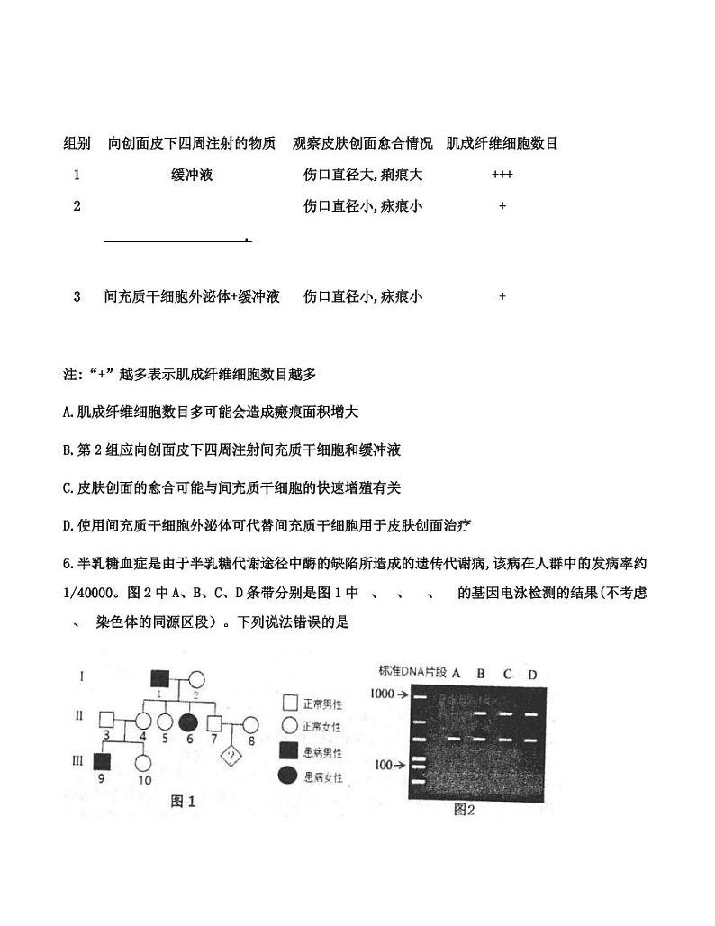 河北省唐山市2023届高三下学期3月一模试题+生物+含答案03