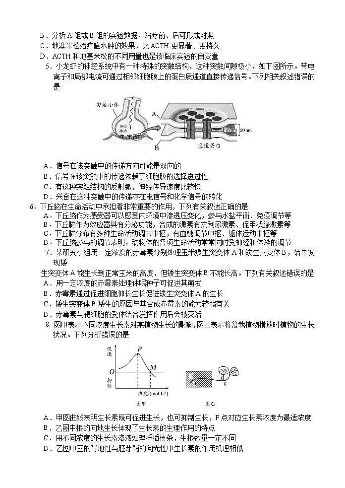 2023扬州高二下学期开学考试生物试题Word含答案02