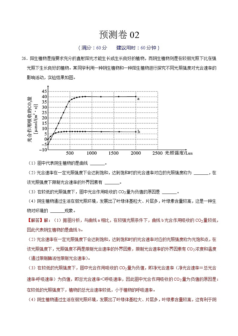 预测卷02——【备考2023】高考生物大题精练 （浙江专用）（解析版）第1页