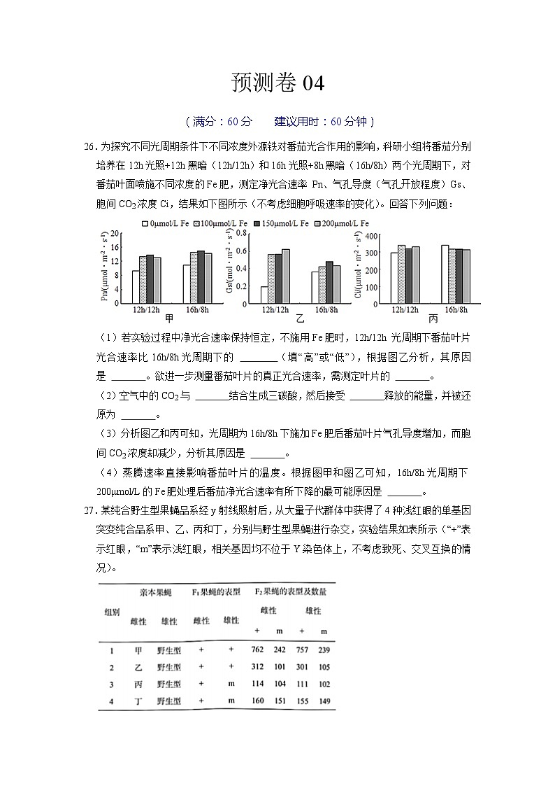 预测卷04——【备考2023】高考生物大题精练 （浙江专用）（原卷版）第1页
