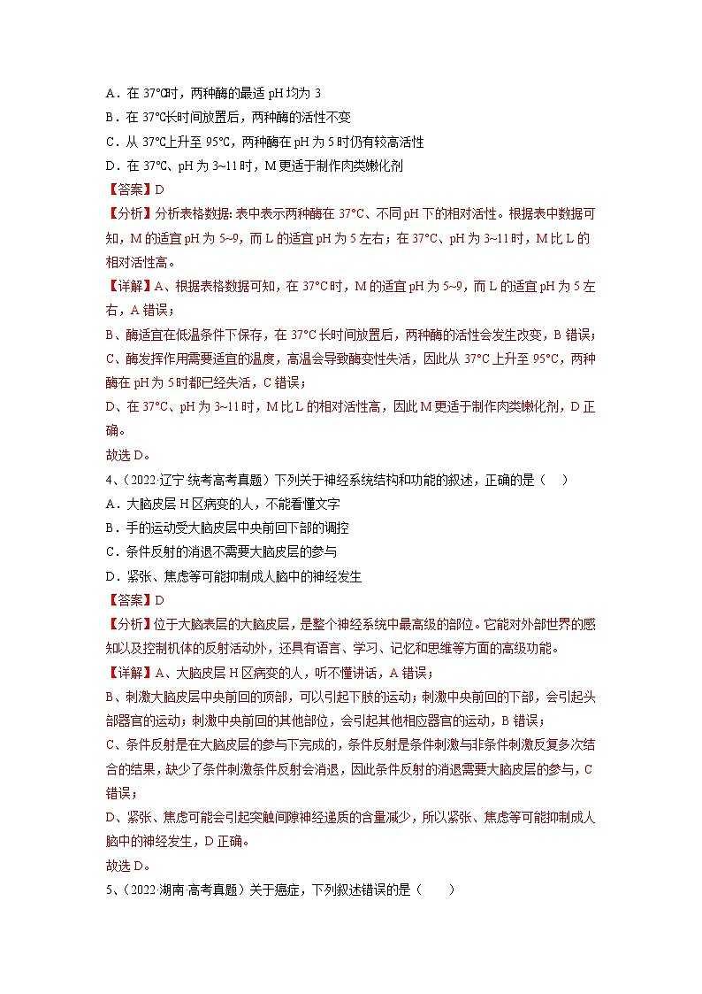 卷04——【备考2023】高考生物真题重组卷（湖南专用）（含解析）03