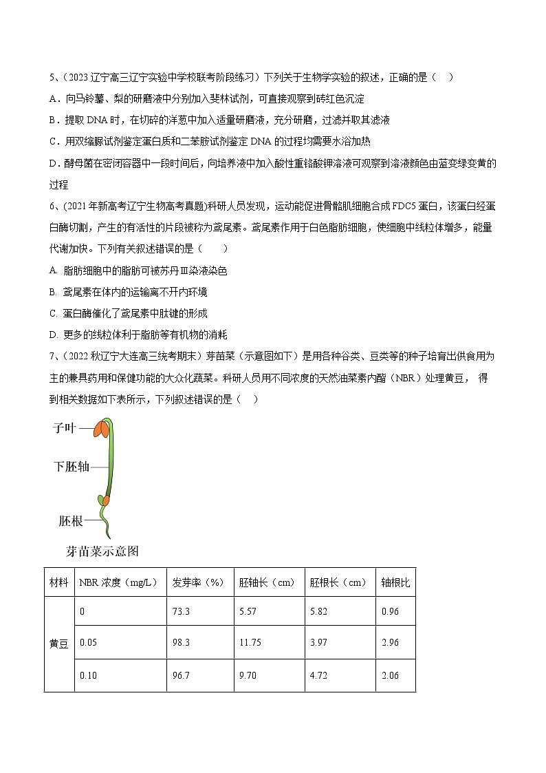 卷01——【备考2023】高考生物真题重组卷（辽宁卷）（含解析）02