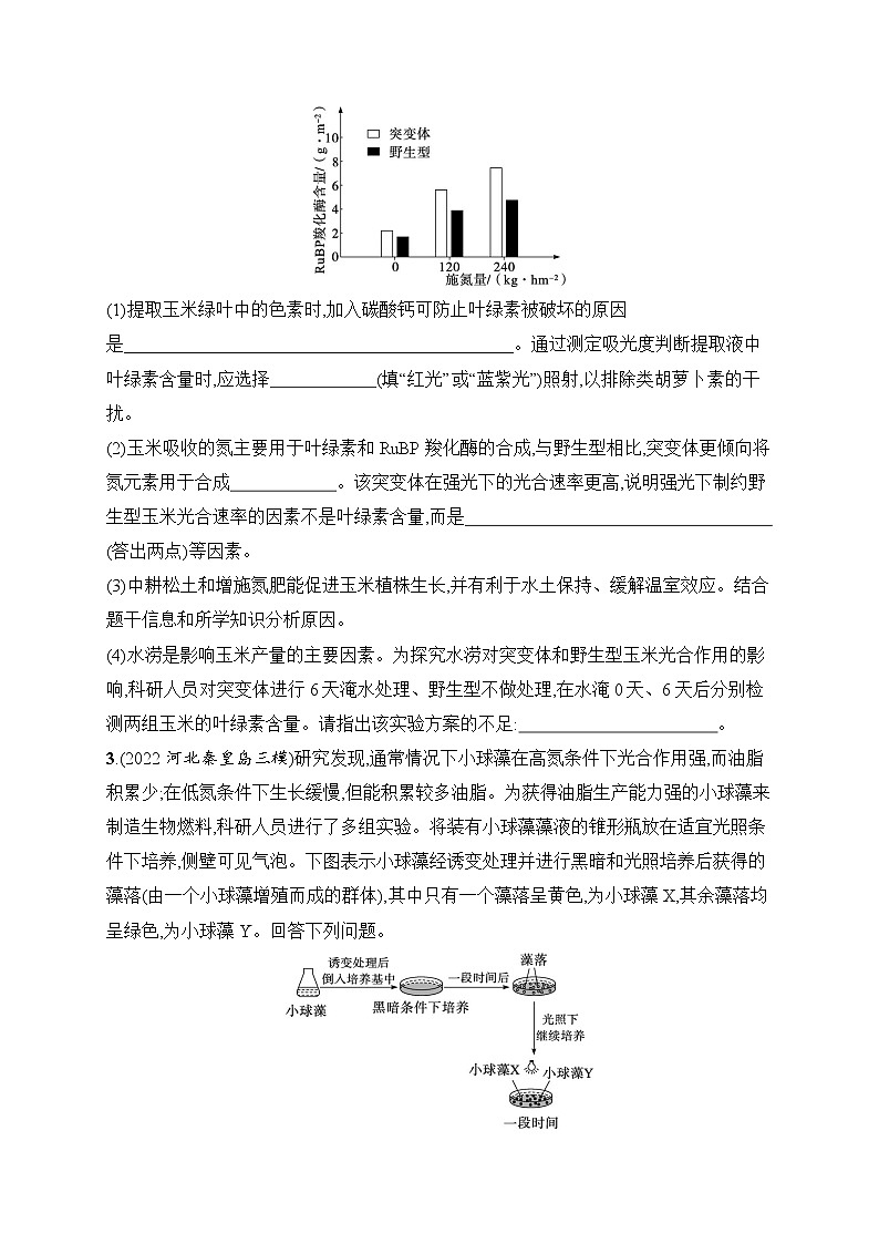 2023届高考二轮总复习试题 生物（适用于老高考新教材） 大题分析与表达练 1.细胞代谢 Word版含解析第2页