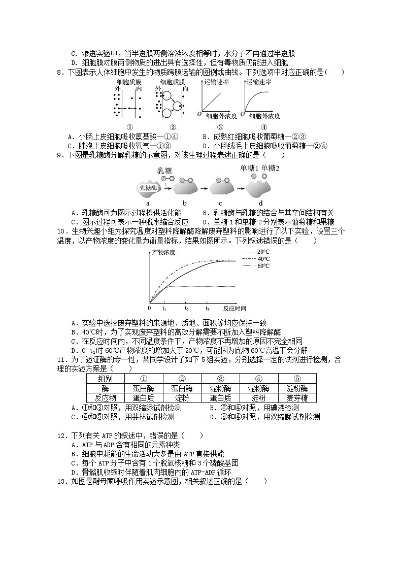 江苏省扬州市2022-2023学年高一生物下学期开学考试试卷（Word版附答案）02