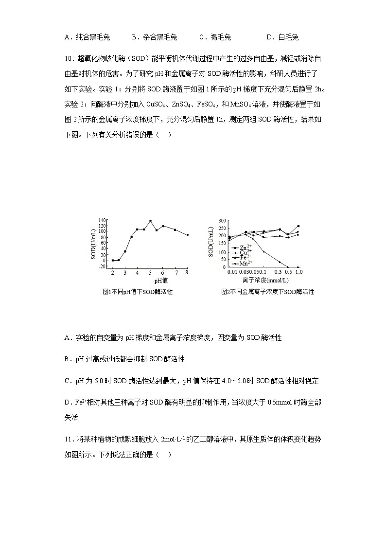 2023乌鲁木齐第101中学高三下学期3月月考试题生物含答案03
