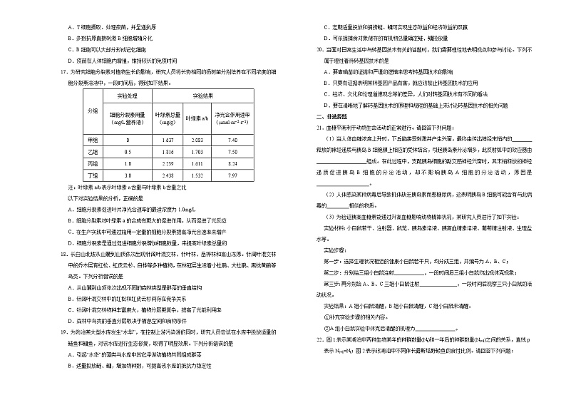 高中生物高考  2020-2021学年下学期高三3月月考卷 生物（B卷）学生版03