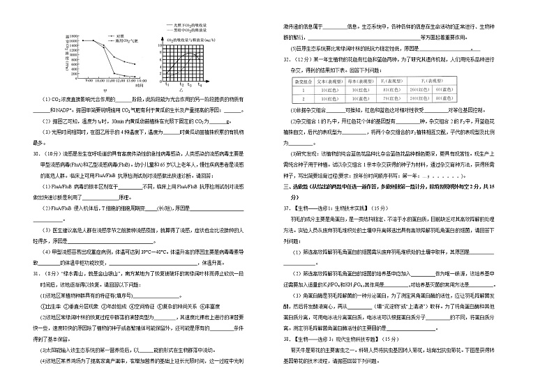 高中生物高考 2020-2021学年下学期高三4月月考卷 生物 学生版02