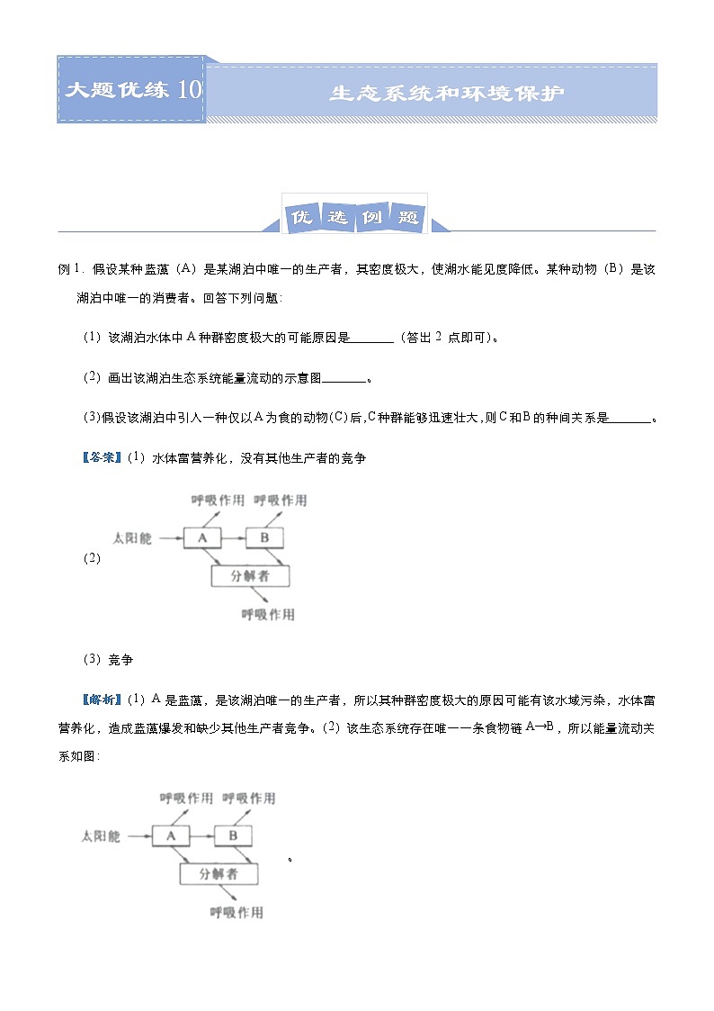 高中生物高考 2021届高三大题优练10 生态系统和环境保护 学生版第1页