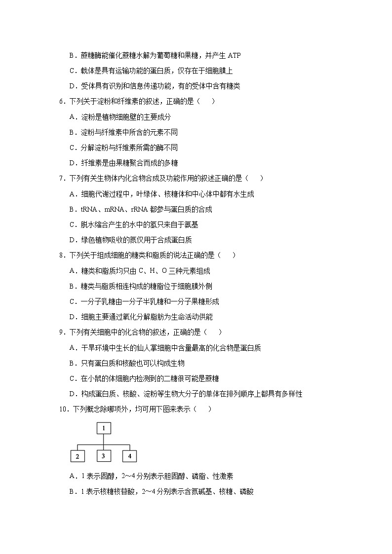 高中生物高考 2021届小题必练2  细胞的结构和功能 学生版第3页