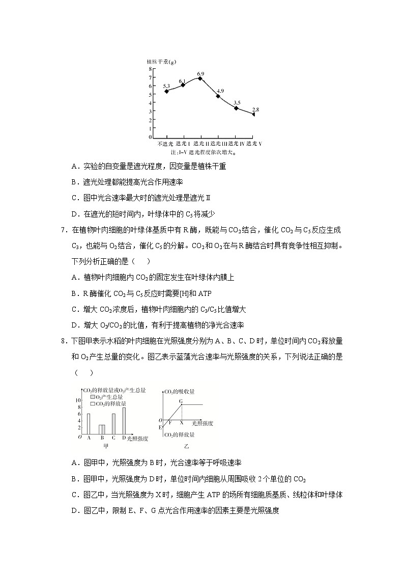 高中生物高考 2021届小题必练6  光合作用、光合作用与细胞呼吸的关系 学生版第3页