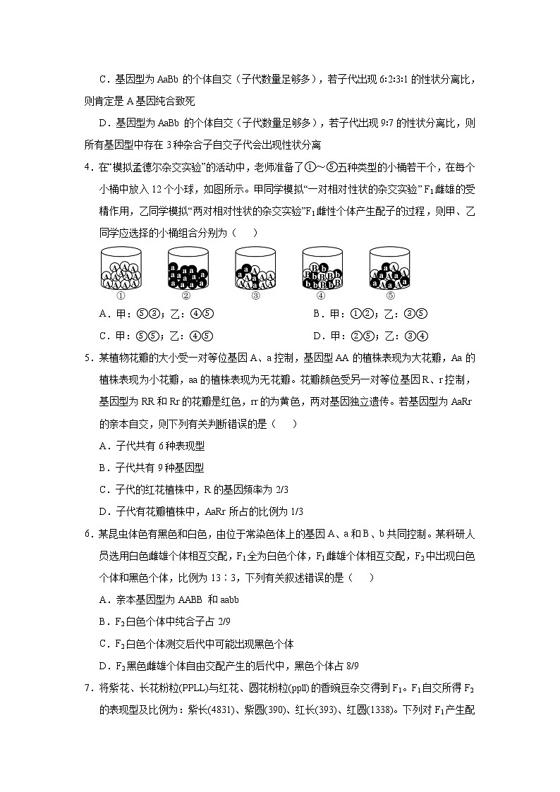 高中生物高考 2021届小题必练10  基因的自由组合定律 学生版第3页