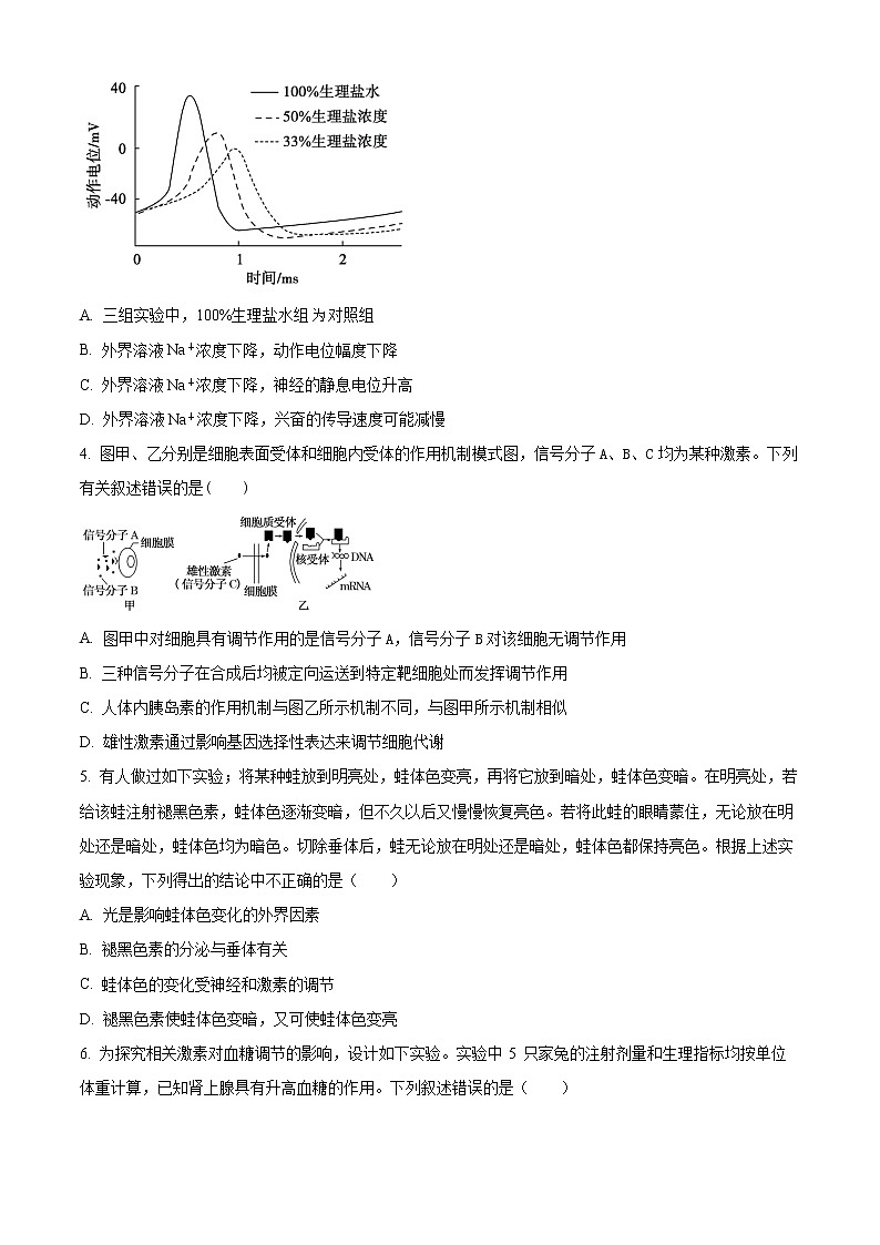 2023六安一中高二上学期期末考试生物含答案02