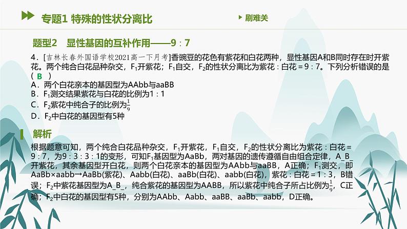 第1章 遗传因子的发现 专题1 特殊的性状分离比课件PPT第5页